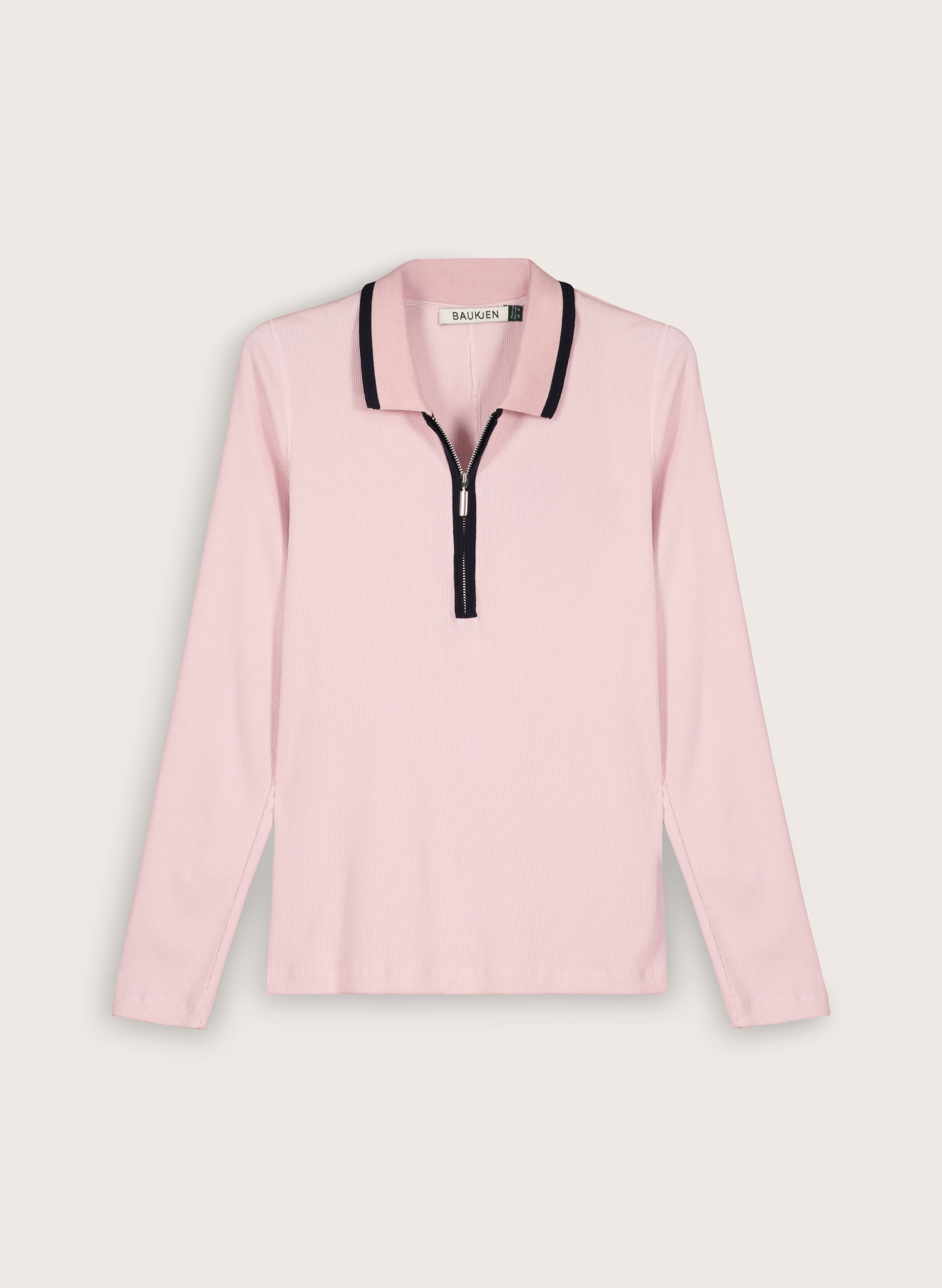 Joely Organic Cotton Rib Zip Collar Top