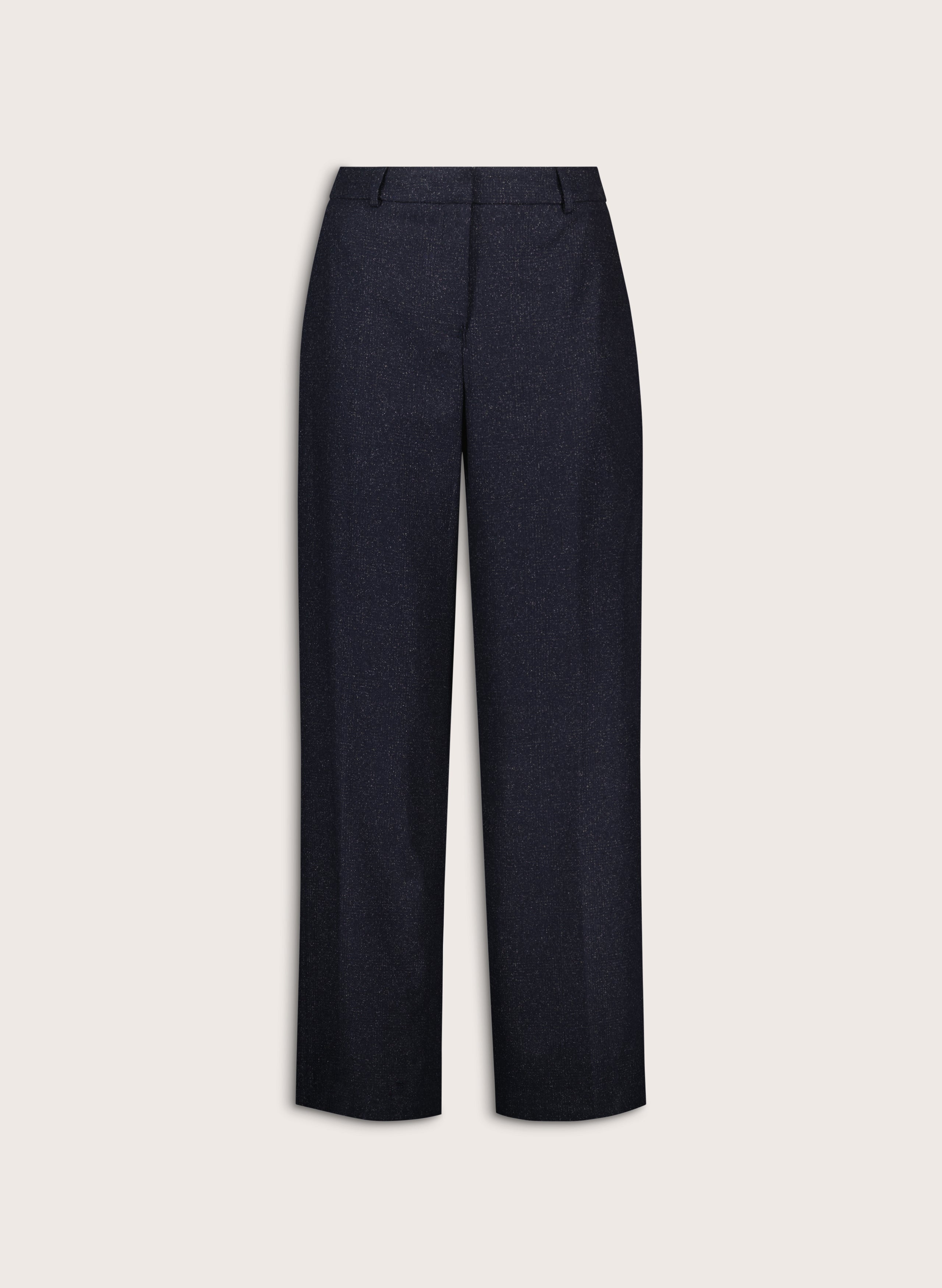 Gwynnie Wool Blend Wide Leg Trousers - Navy Check | Baukjen