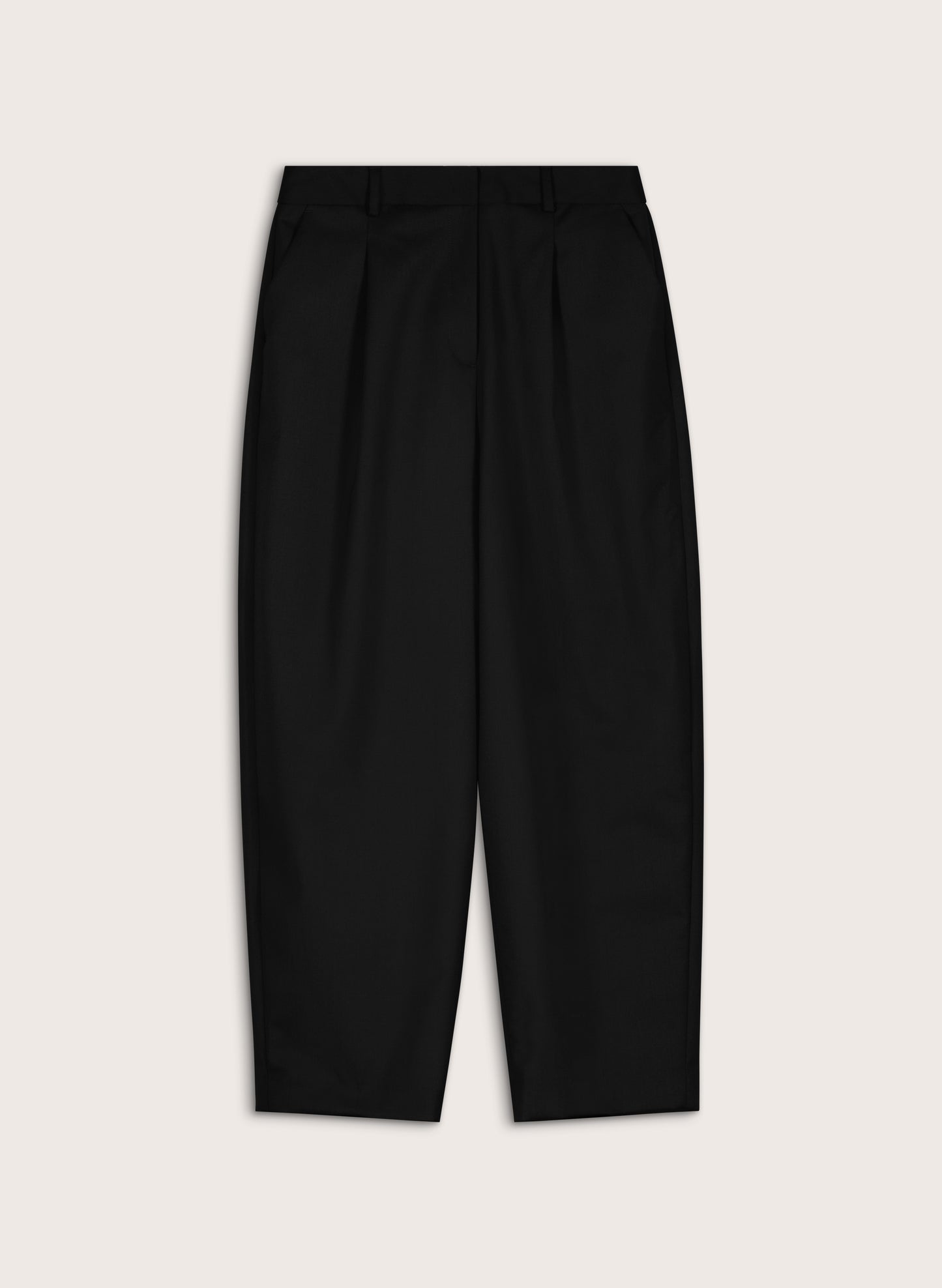 Evora Wool Blend Barrel Leg Trousers