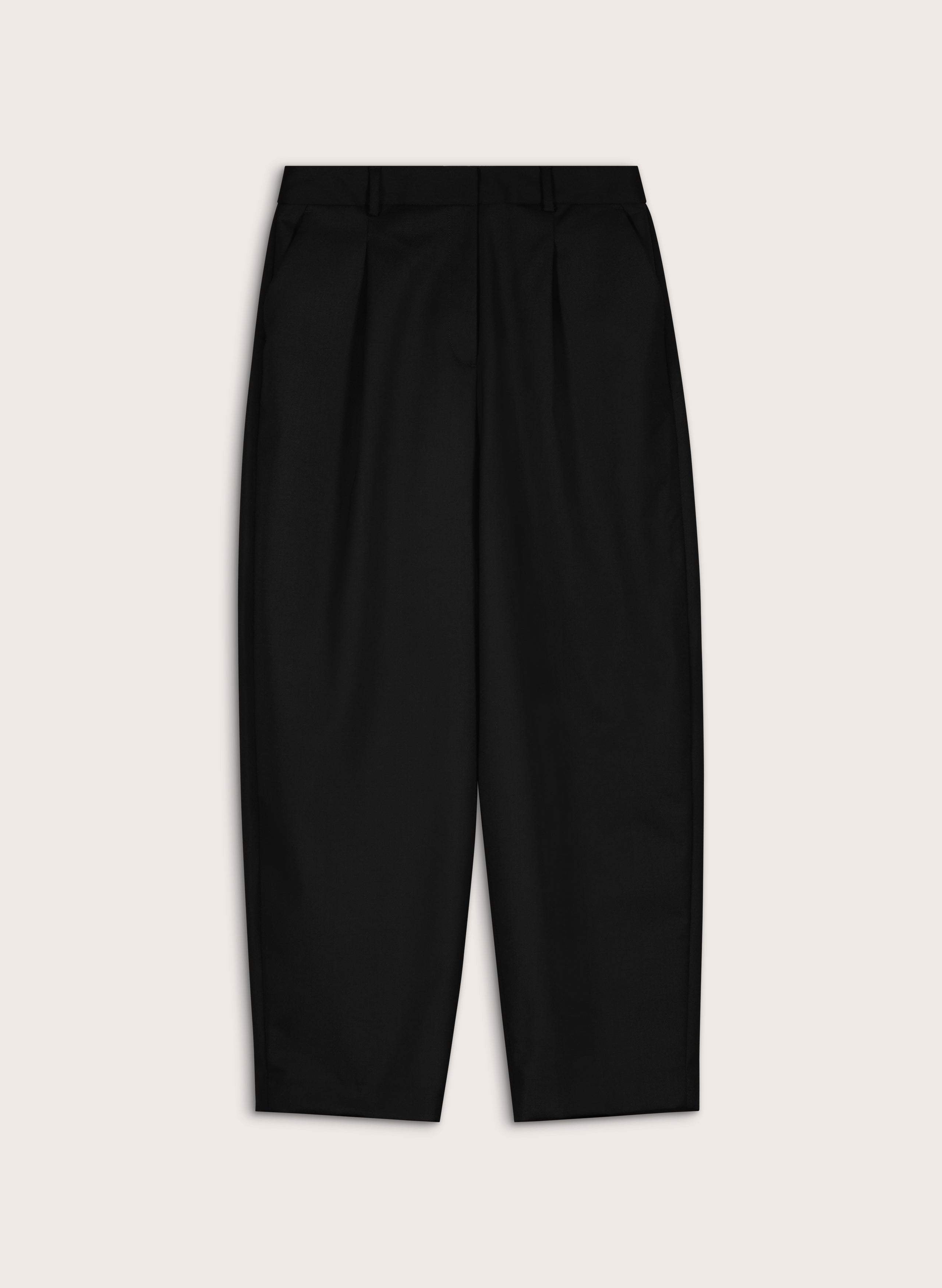 Evora Wool Blend Barrel Leg Trousers