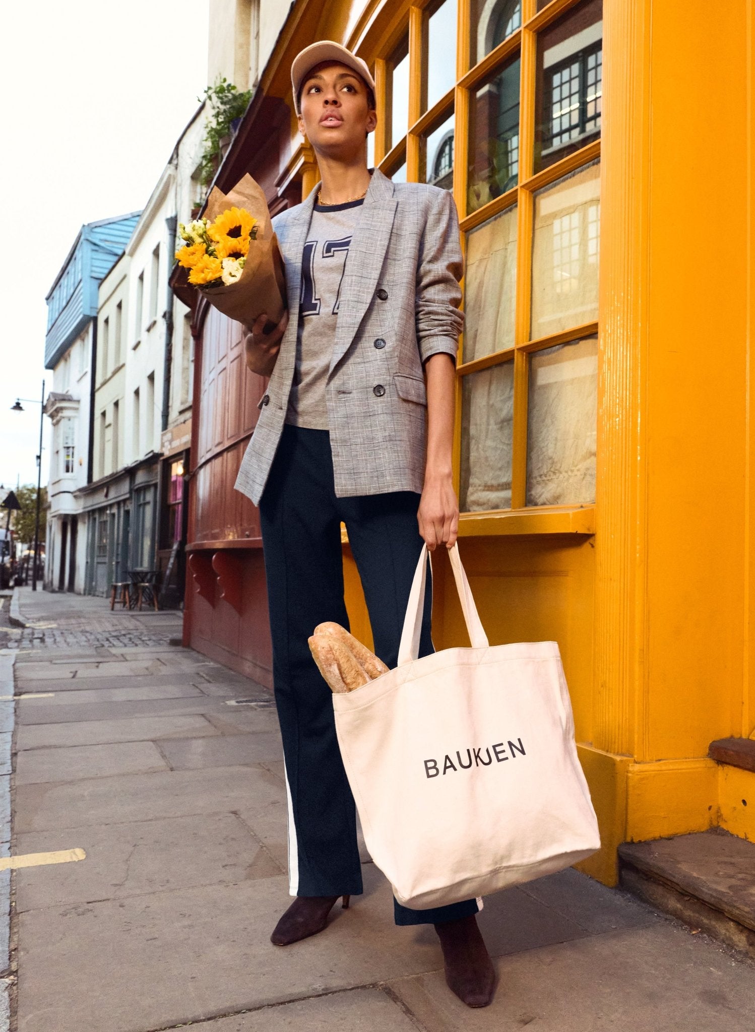 Aaron Organic Cotton Contrast Sleeve Top - Grey Marl & Navy Baukjen