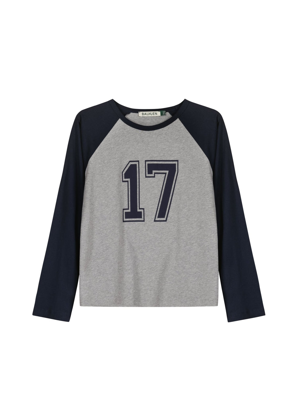 Aaron Organic Cotton Contrast Sleeve Top - Grey Marl & Navy Baukjen