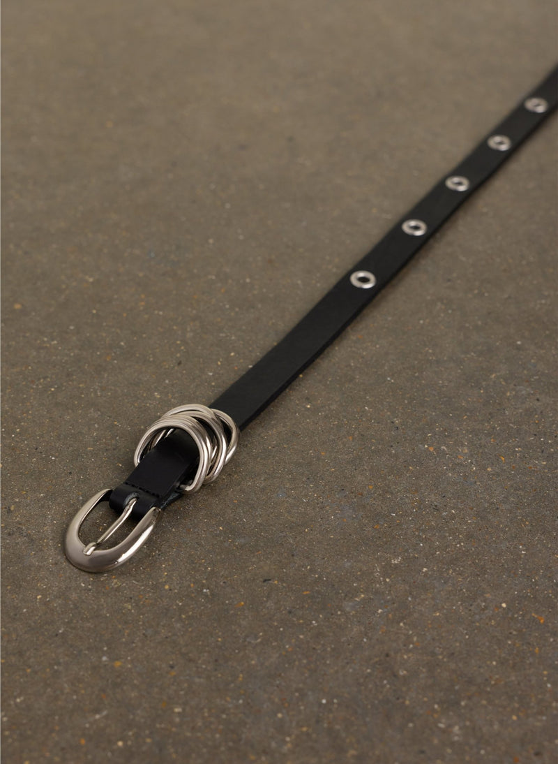 Ada Studded Leather Belt - Silver - Black Baukjen