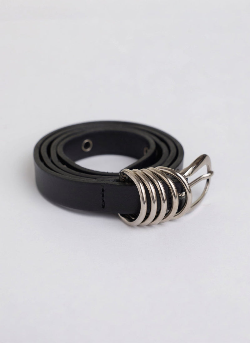 Ada Studded Leather Belt - Silver - Black Baukjen