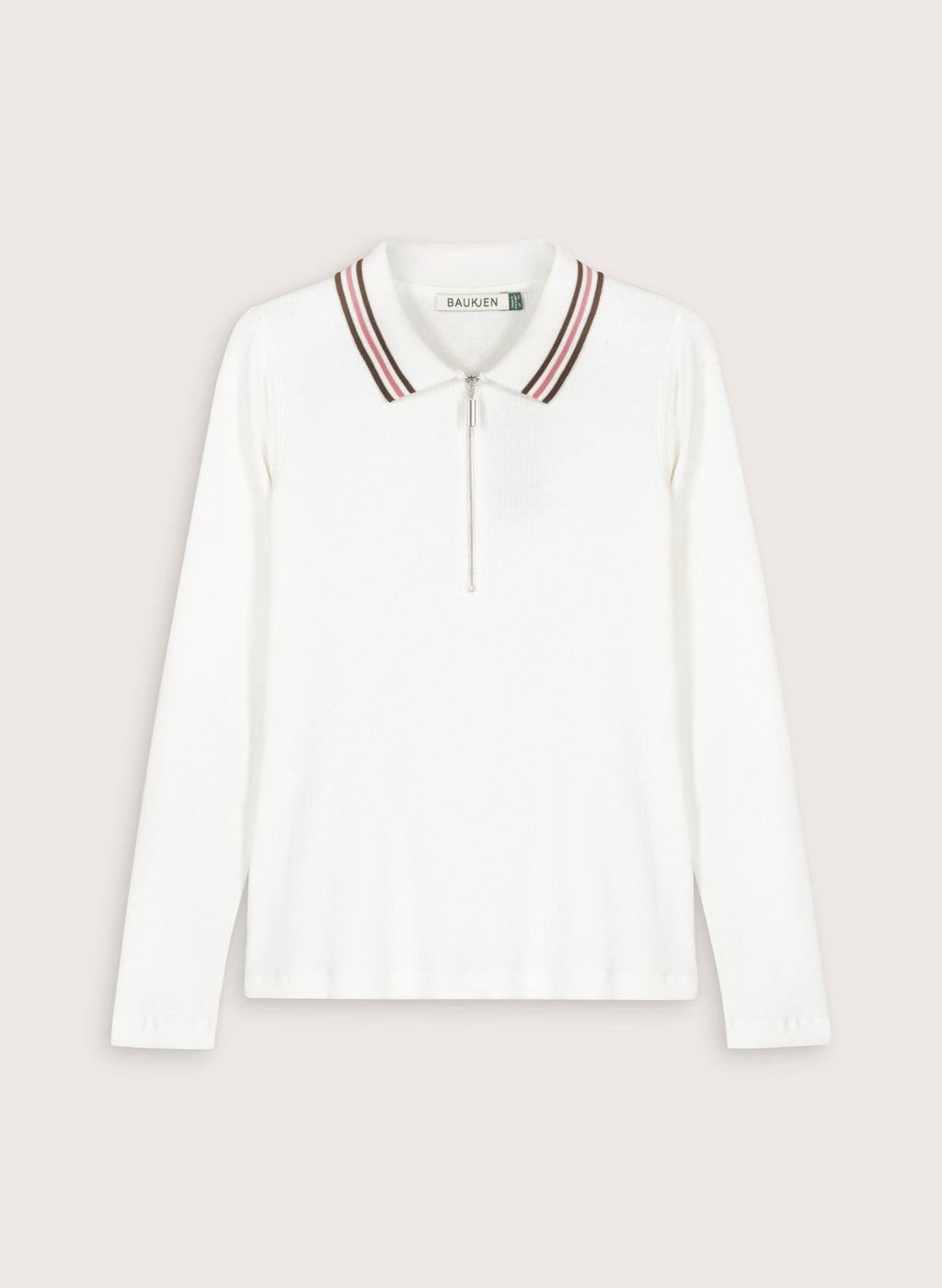 Addison Organic Cotton Stripe Collar Top - Soft White Baukjen