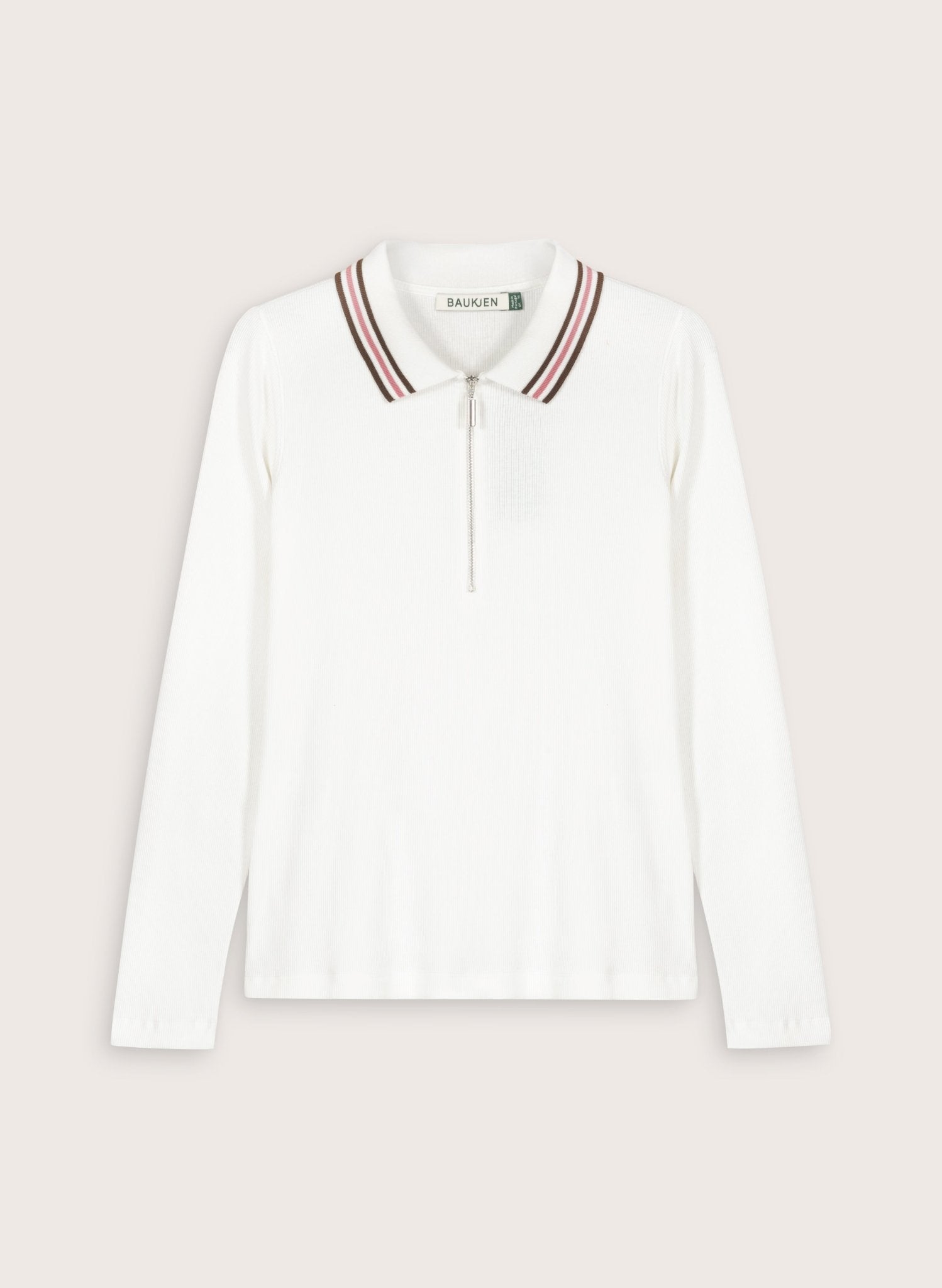 Addison Organic Cotton Stripe Collar Top - Soft White Baukjen