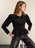 Adela Peplum Top - Caviar Black Baukjen