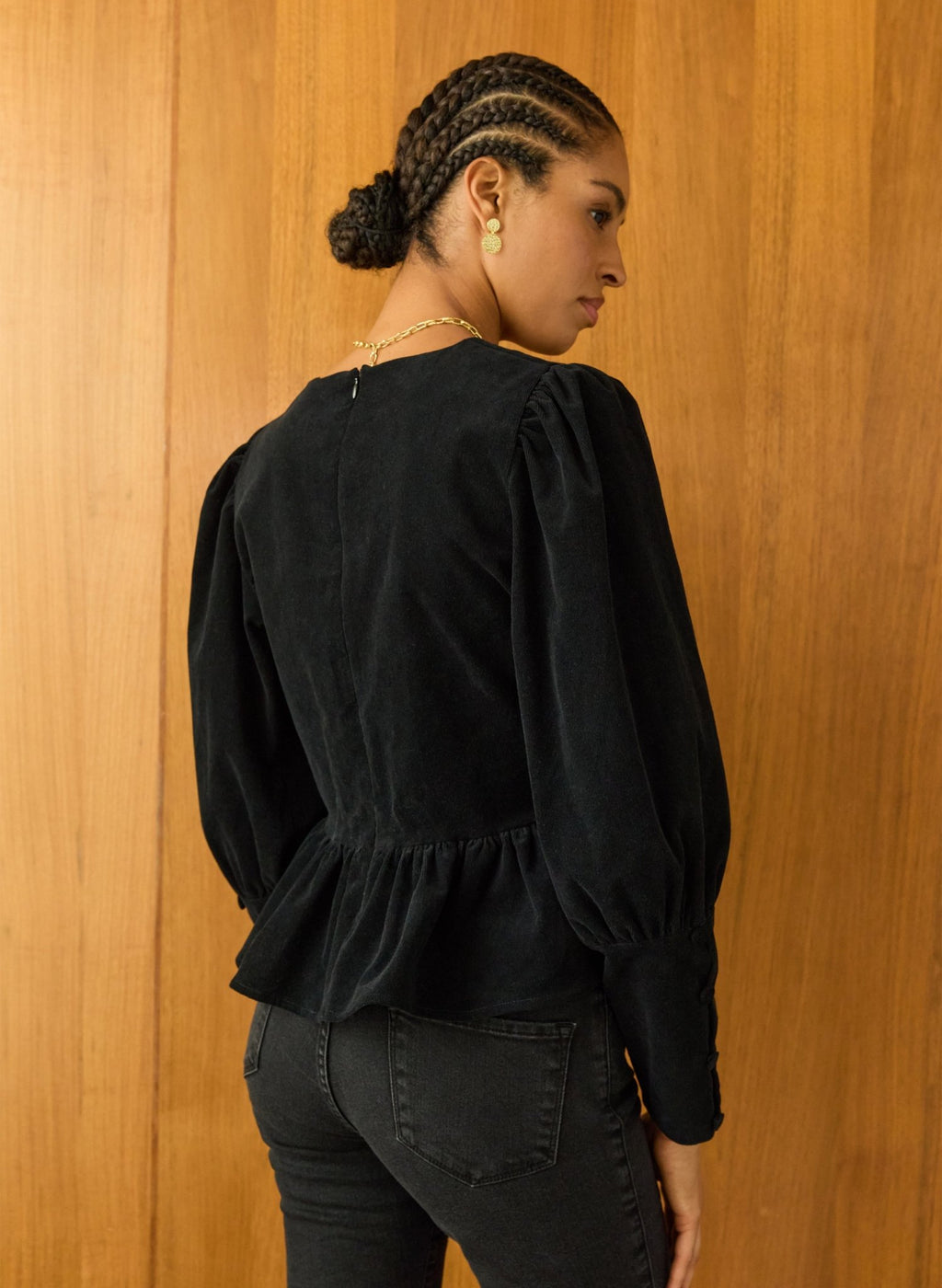 Adela Peplum Top - Caviar Black Baukjen
