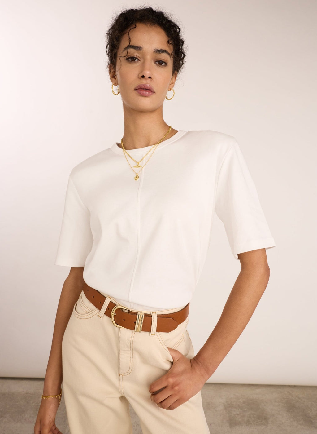 Adeline Organic Shoulder Pad Top - Pure White Baukjen