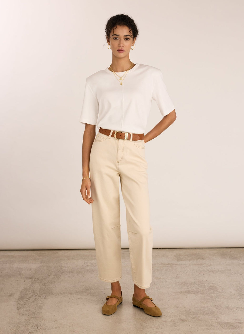 Adeline Organic Shoulder Pad Top - Pure White Baukjen