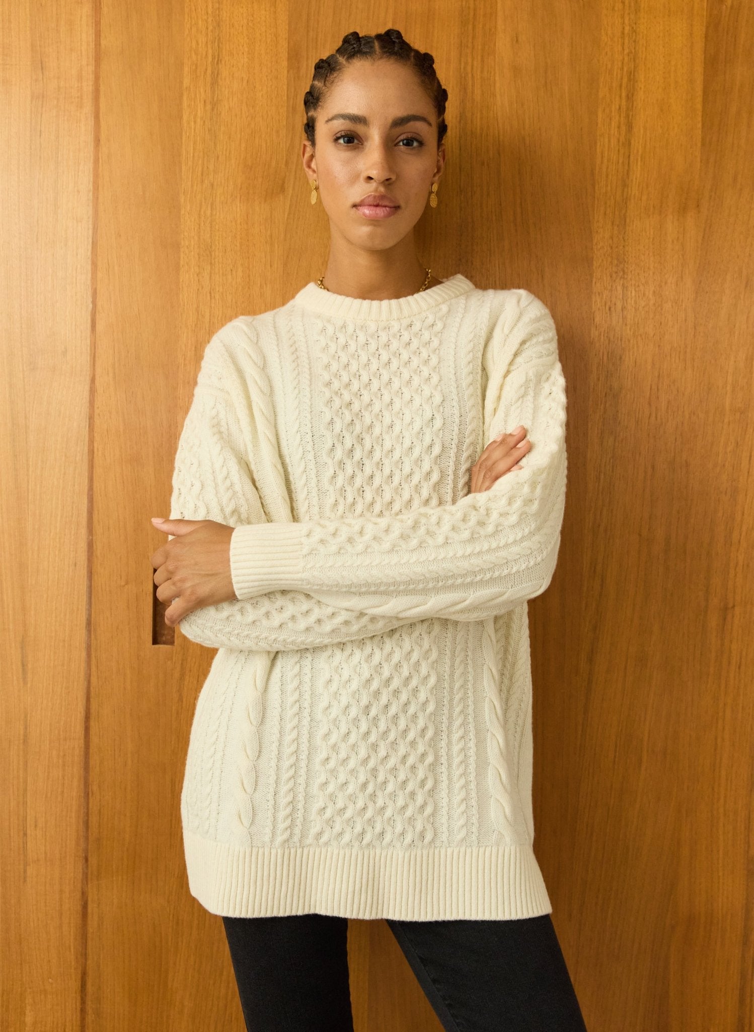 Aisha Wool Blend Cable Jumper - Soft White Baukjen