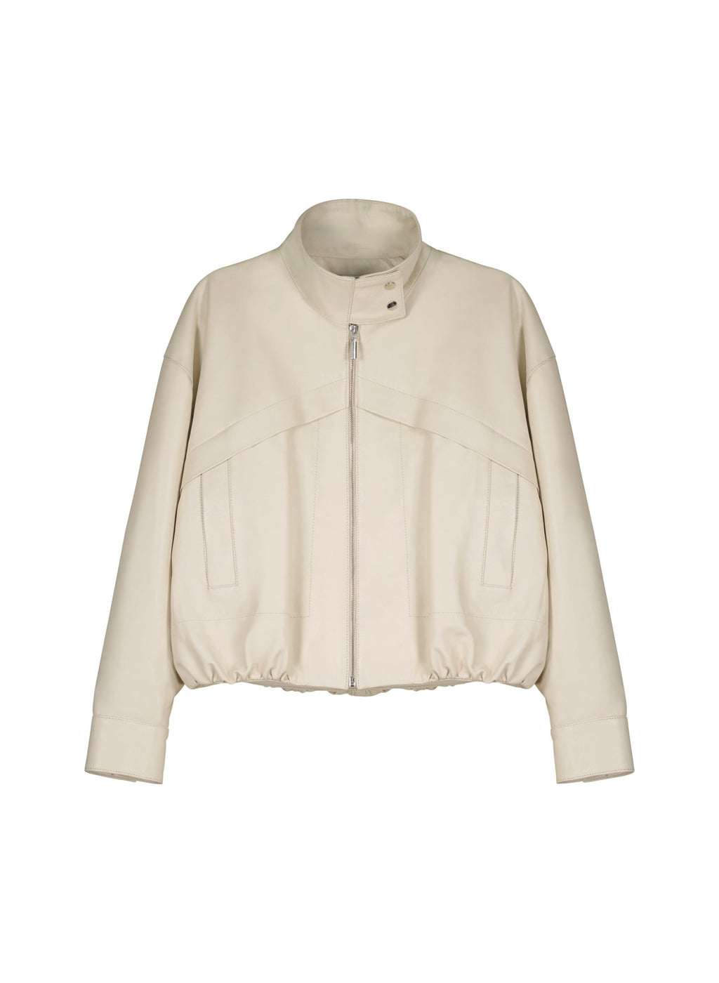 Alara Soft Leather Bomber Jacket - Chalk White Baukjen