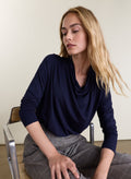 Albie Draped Top - Navy Baukjen