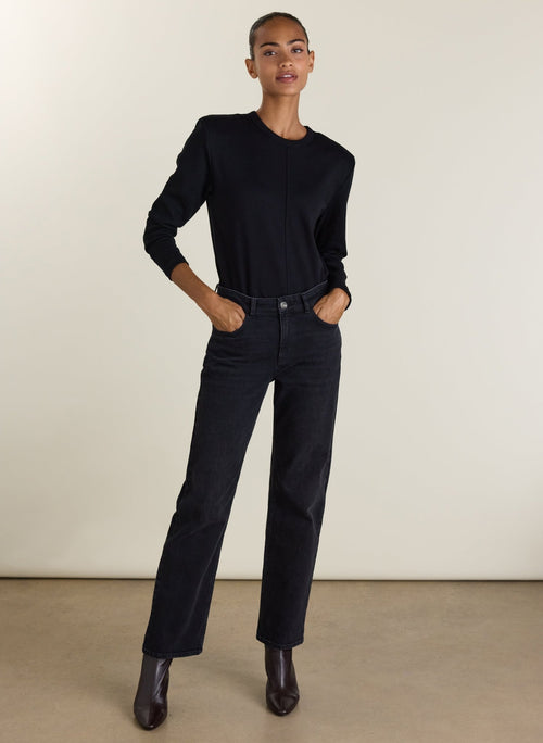 Alexa Strong Shoulder Top - Black Baukjen
