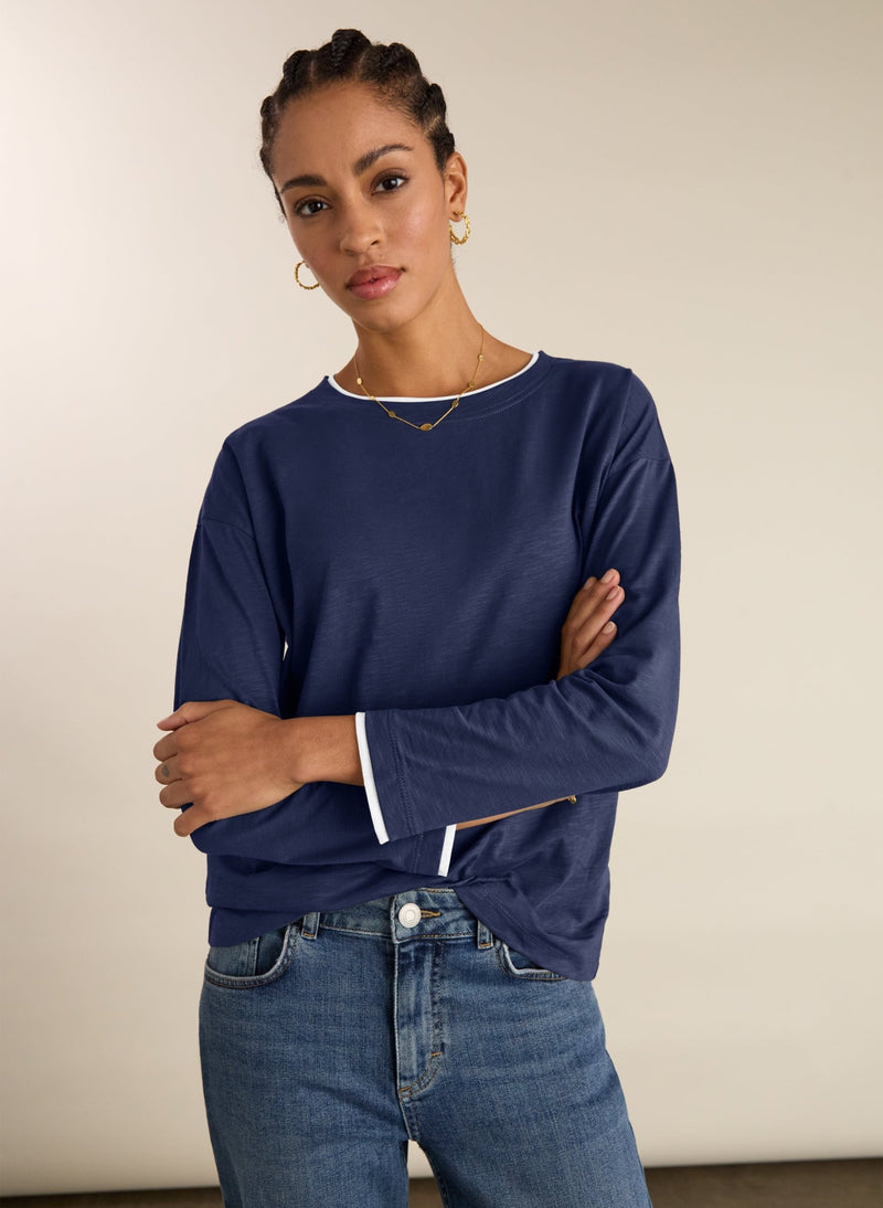 Alexandra Organic Cotton Relaxed Top - Deep Indigo Baukjen