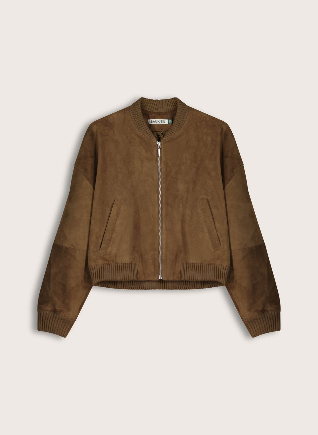 Alexis Suede Cropped Bomber Jacket - Dark Brown Baukjen