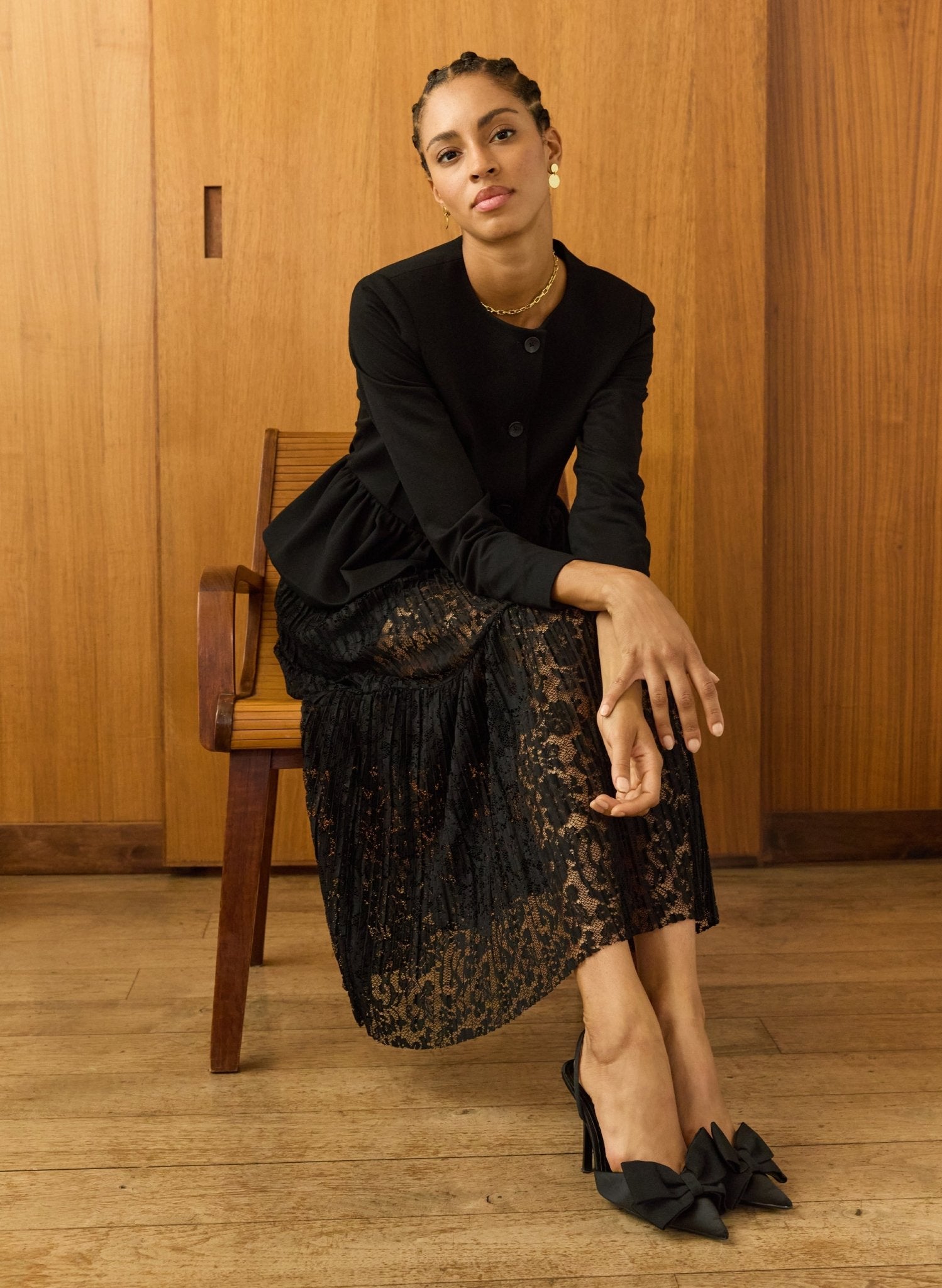 Alice Recycled Lace Midi Skirt - Caviar Black Baukjen