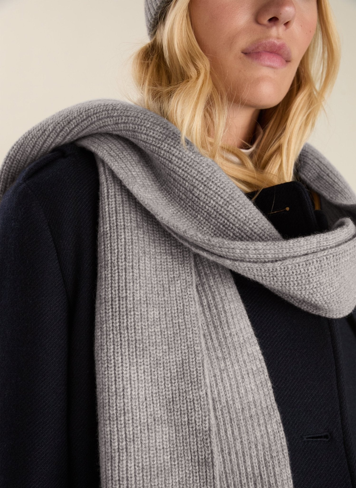 Alina Recycled Wool Scarf - Grey Marl Baukjen