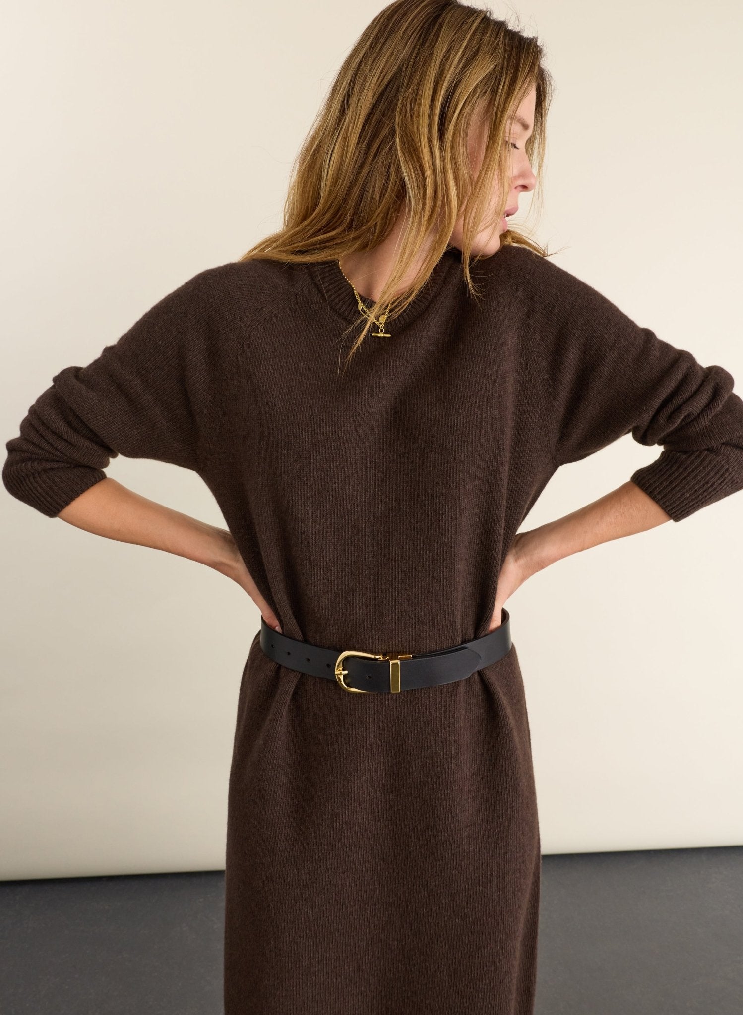 Alison Wool Blend Knitted Dress - Dark Chocolate Baukjen
