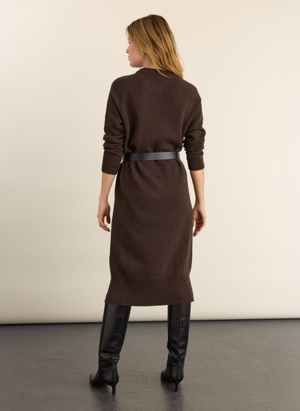 Alison Wool Blend Knitted Dress - Dark Chocolate Baukjen