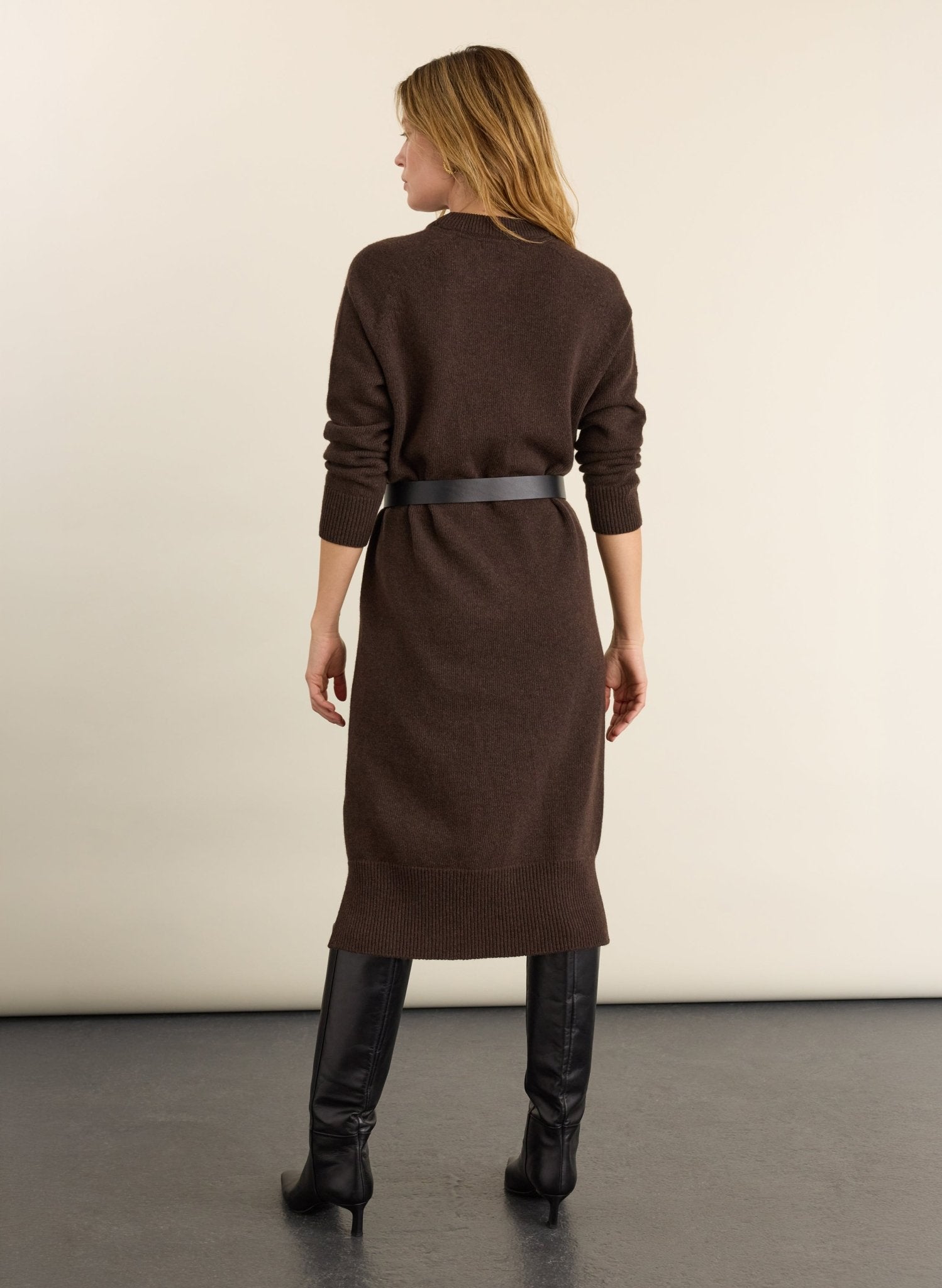 Alison Wool Blend Knitted Dress - Dark Chocolate Baukjen