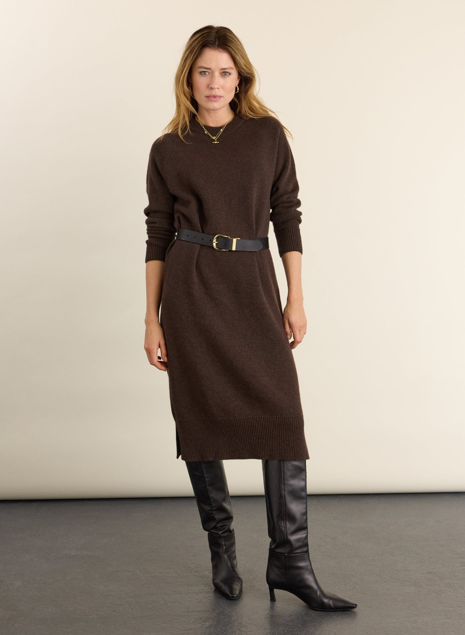 Alison Wool Blend Knitted Dress - Dark Chocolate Baukjen