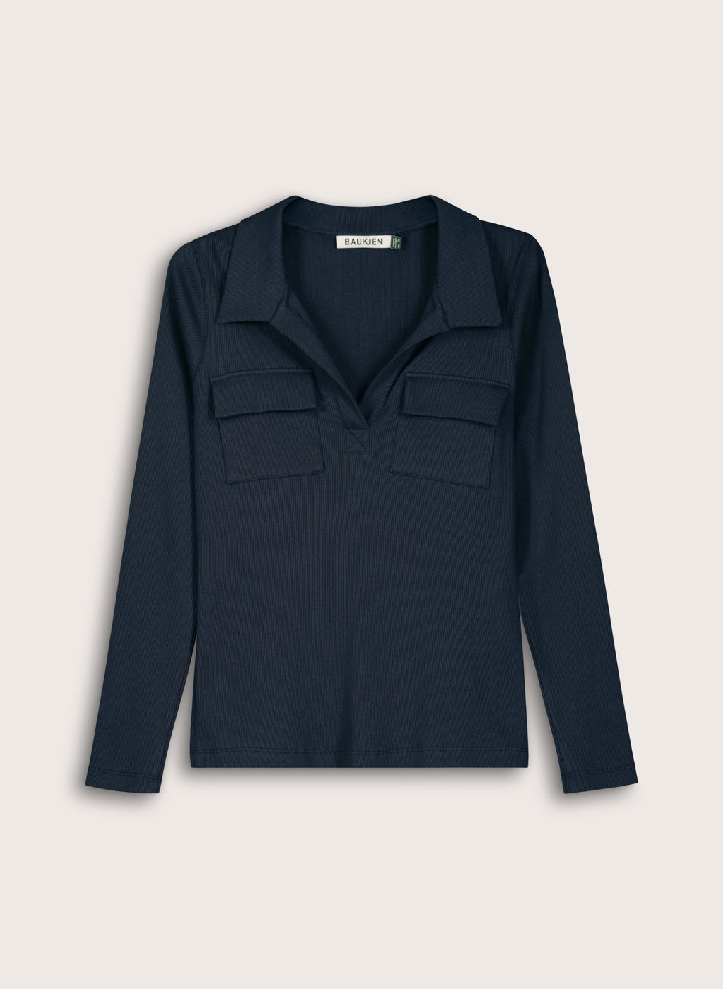 Allie Organic Cotton Rib Collar Top - Classic Navy Baukjen