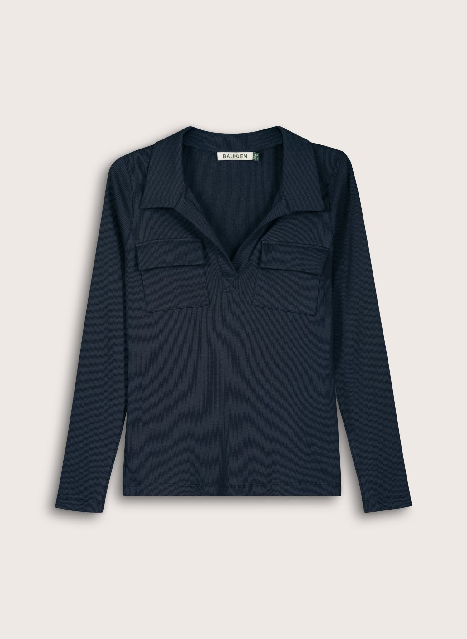 Allie Organic Cotton Rib Collar Top - Classic Navy Baukjen