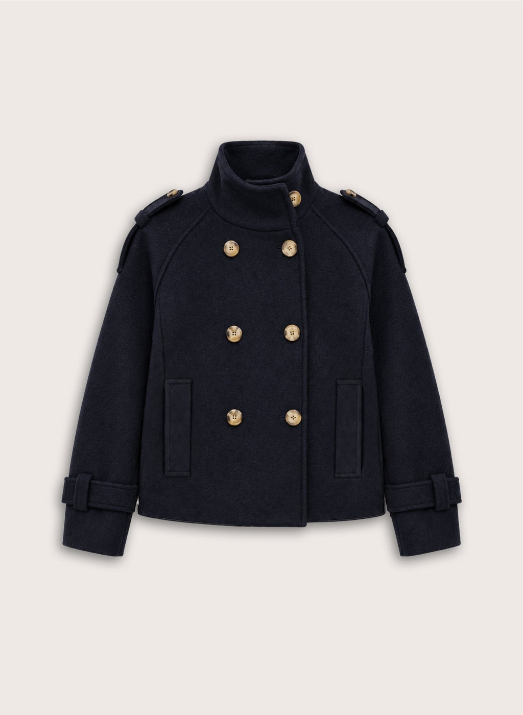 Ally Wool Blend Short Trench Coat - Navy Baukjen
