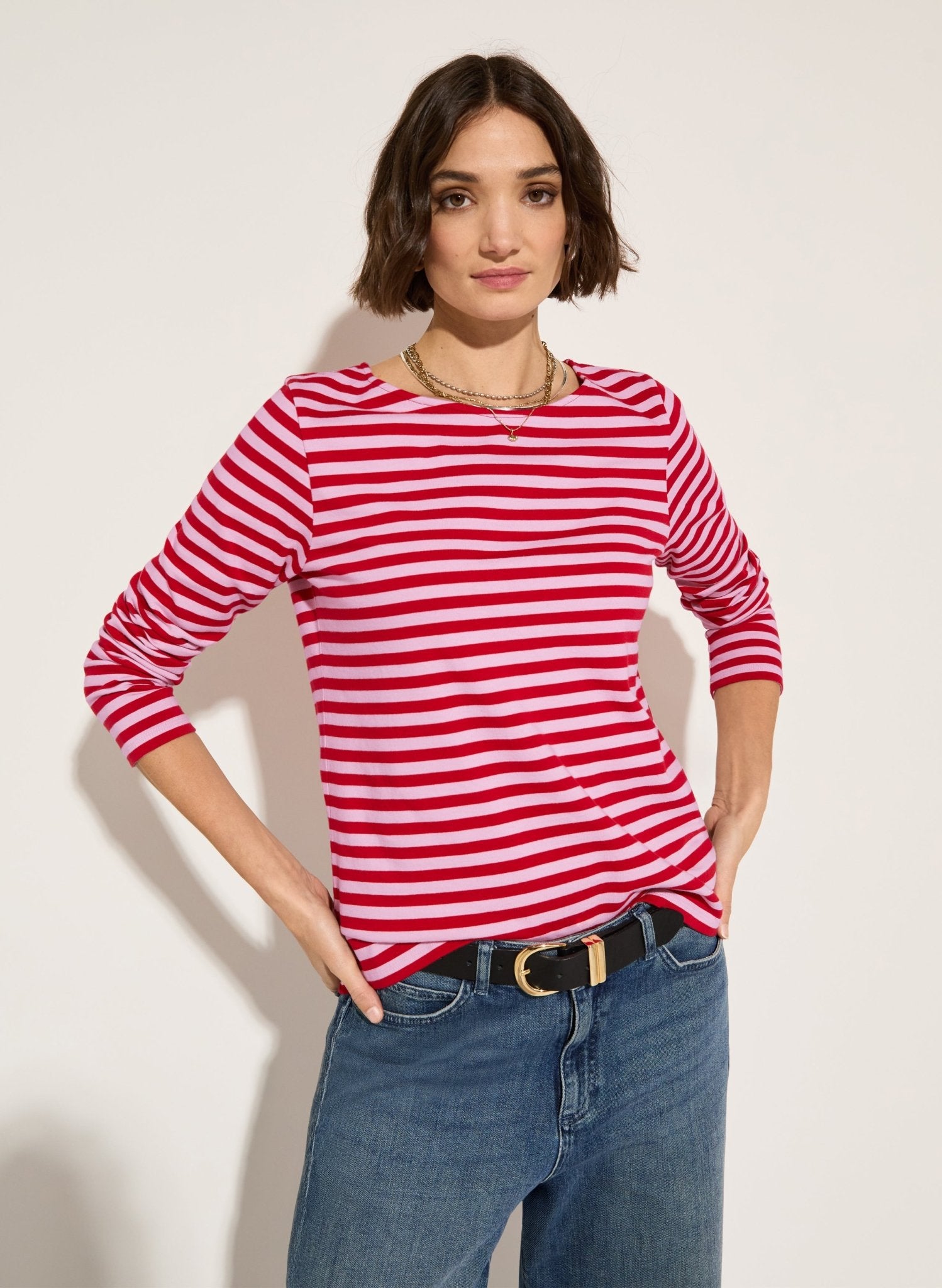 Ama Organic Cotton Top - Red & Pink Baukjen
