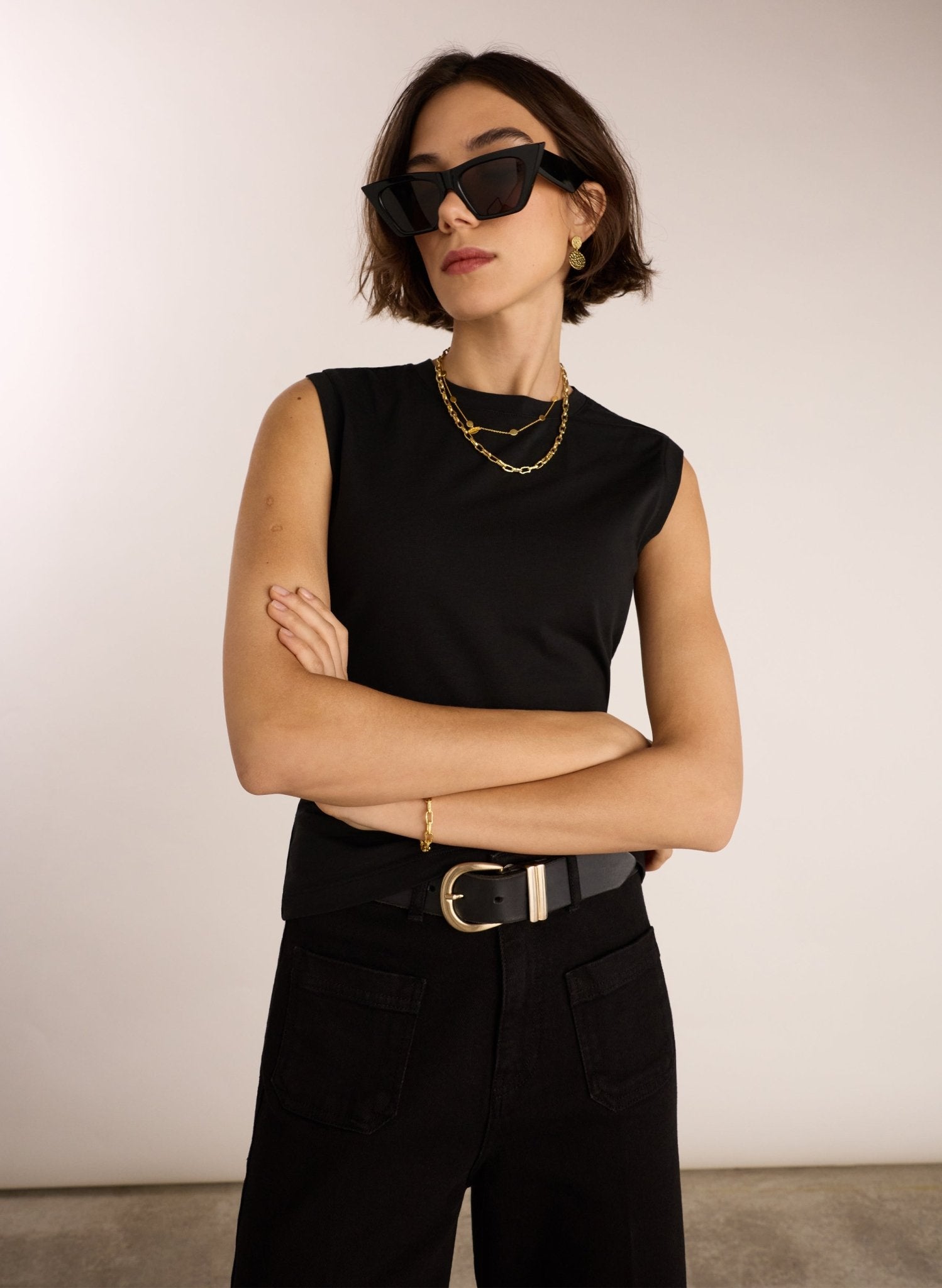 Amber Organic Cotton Top - Caviar Black Baukjen