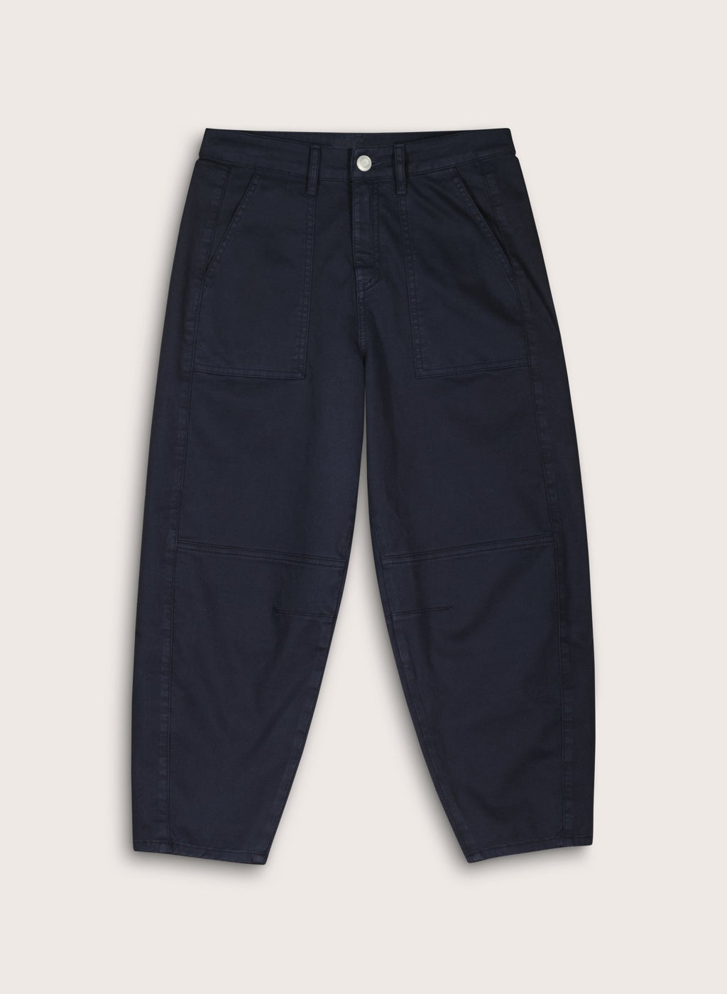 Amelia Organic Cotton Barrel Leg Cargo Trousers - French Navy Baukjen