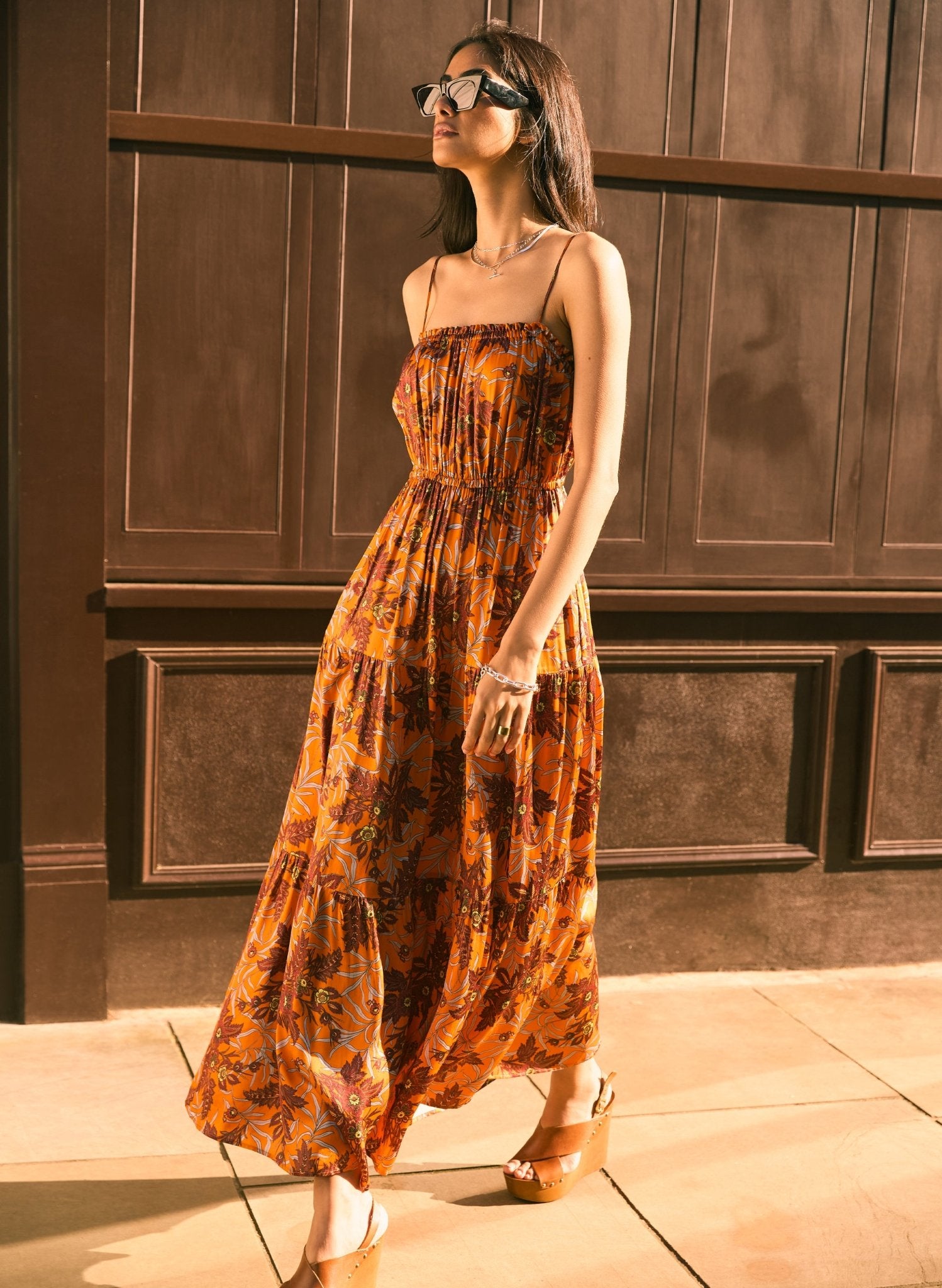 Anais Floral Dress - Tangerine Floral Baukjen