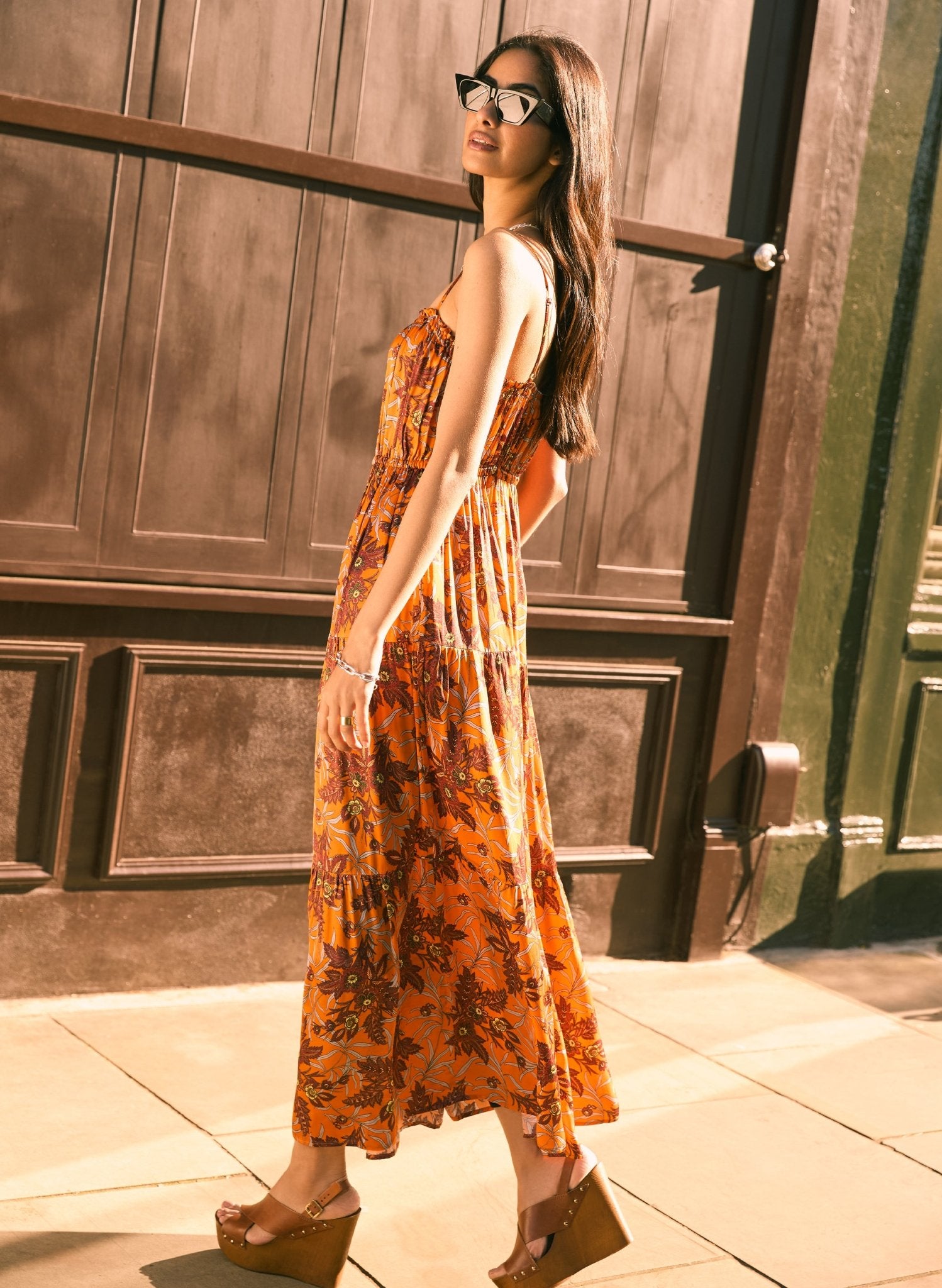 Anais Floral Dress - Tangerine Floral Baukjen