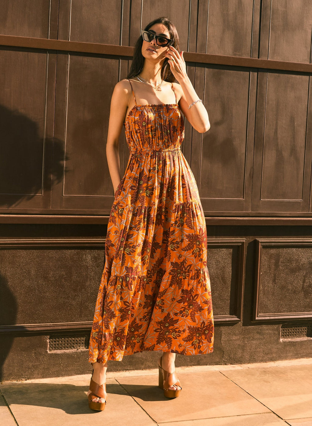 Anais Floral Dress - Tangerine Floral Baukjen
