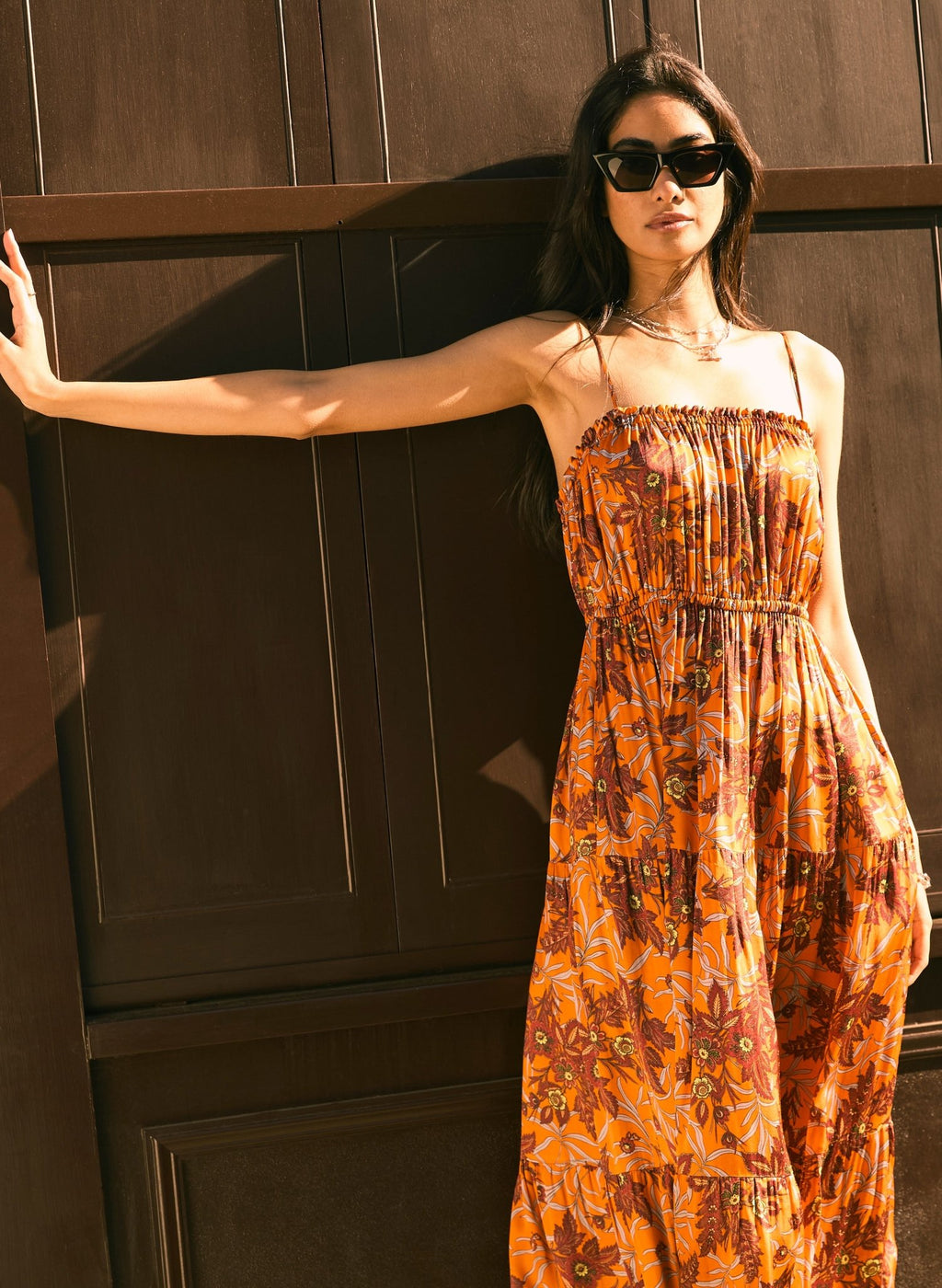 Anais Floral Dress - Tangerine Floral Baukjen