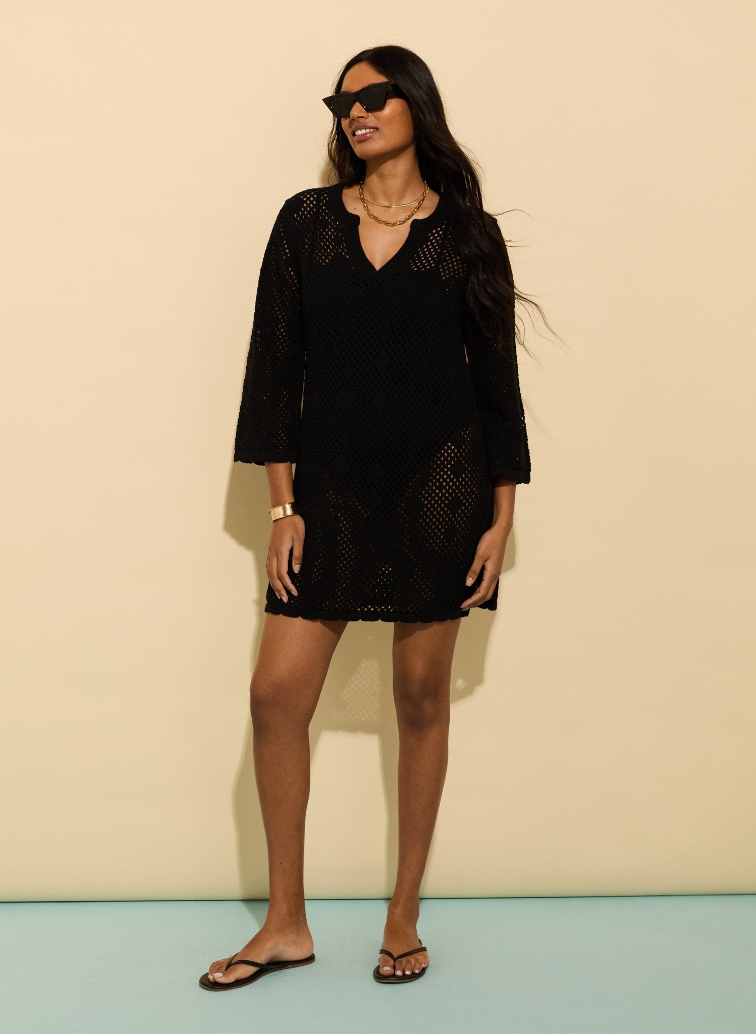 Anette Blended Ecotec Crochet Dress - Black Baukjen