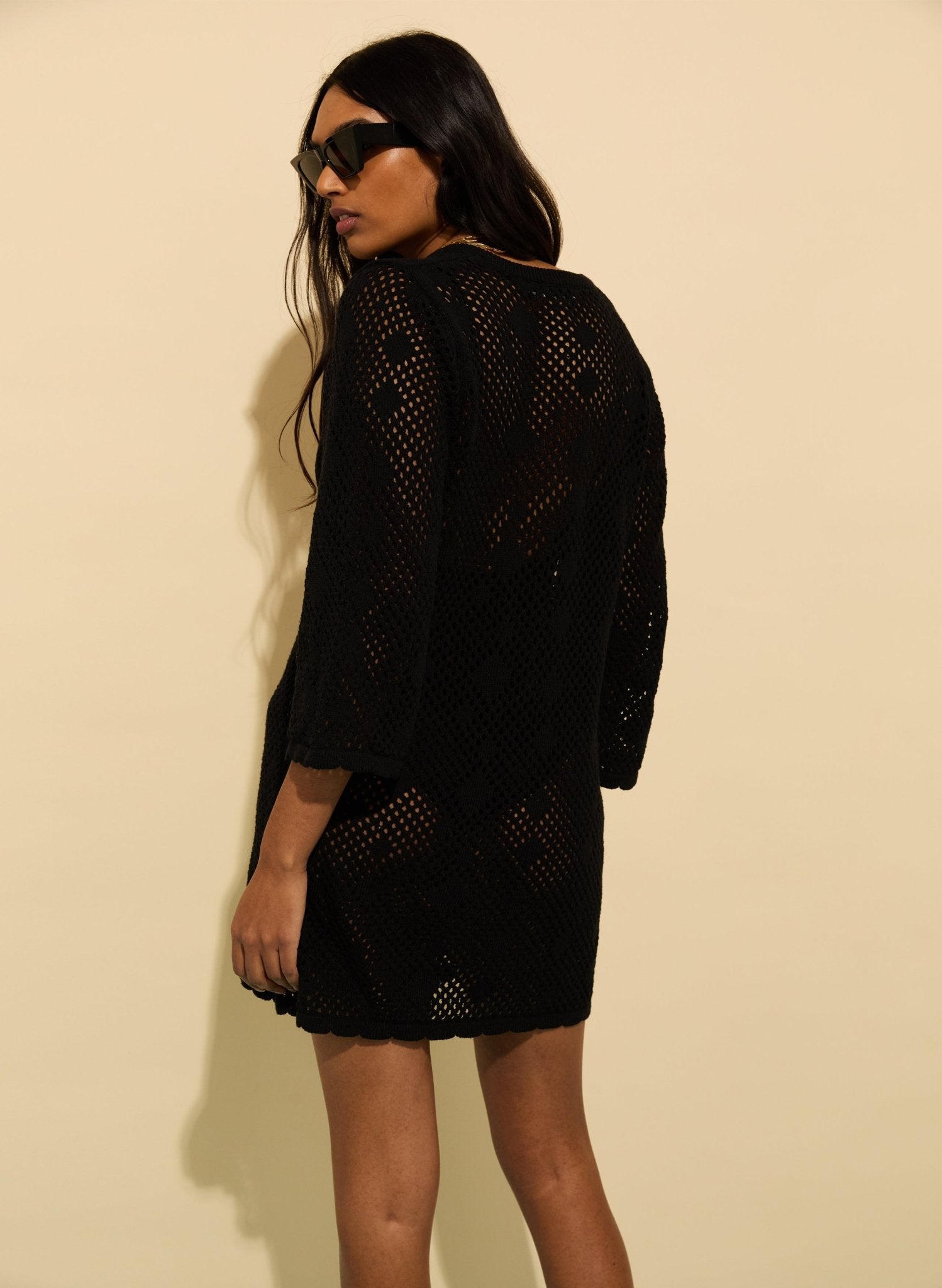 Anette Blended Ecotec Crochet Dress - Black Baukjen