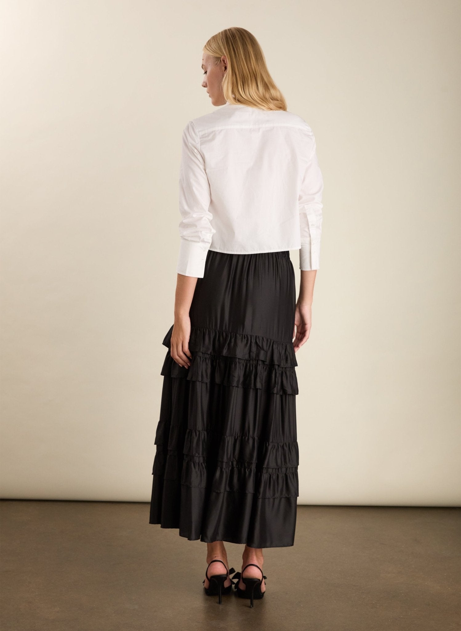 Angelica Ruffle Maxi Skirt - Caviar Black | Baukjen