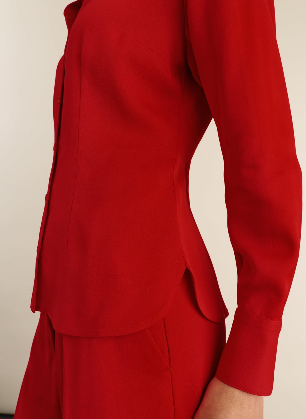 Angie Cinched Waist Shirt - Crimson Red Baukjen