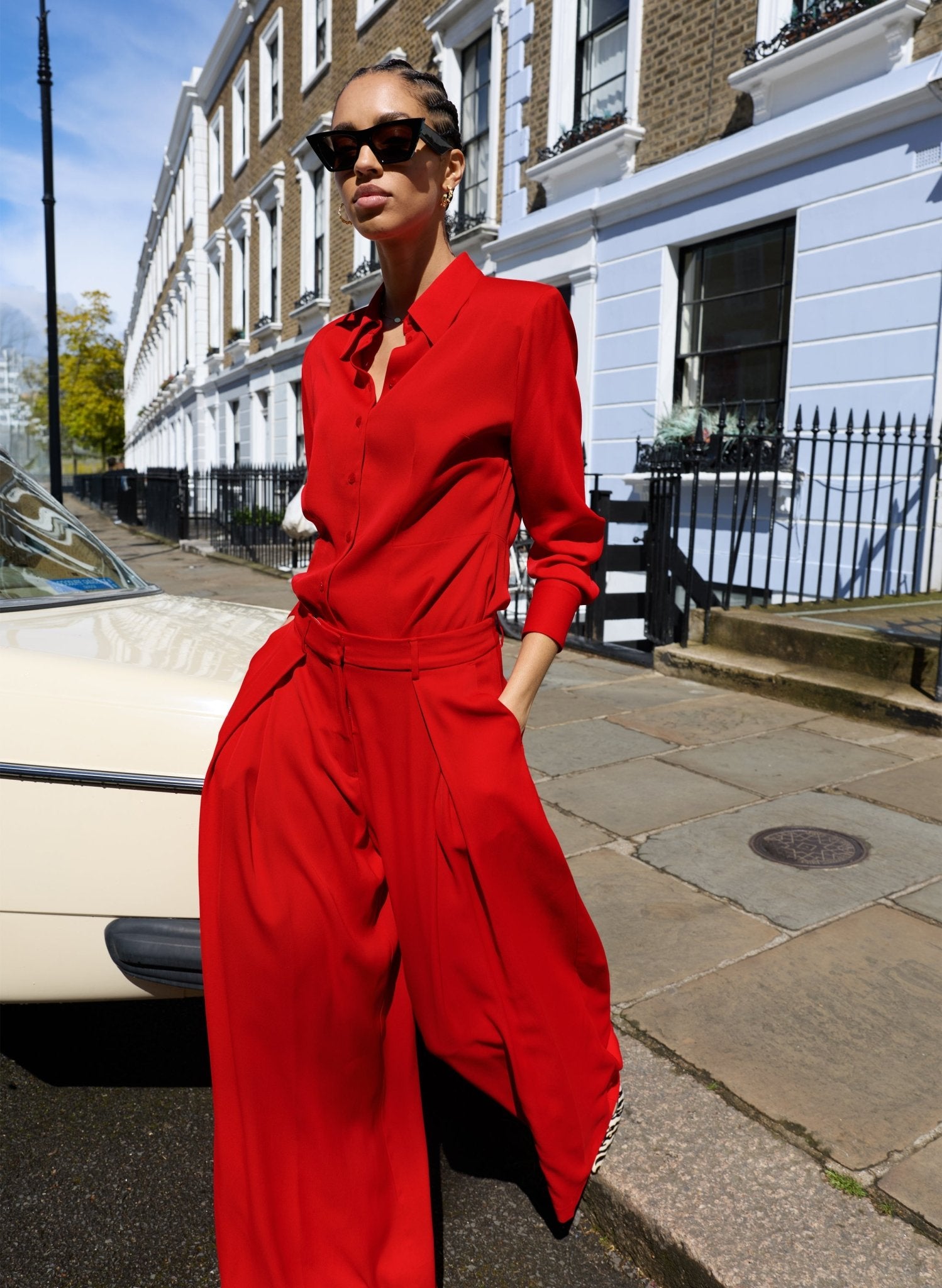 Angie Cinched Waist Shirt - Crimson Red Baukjen