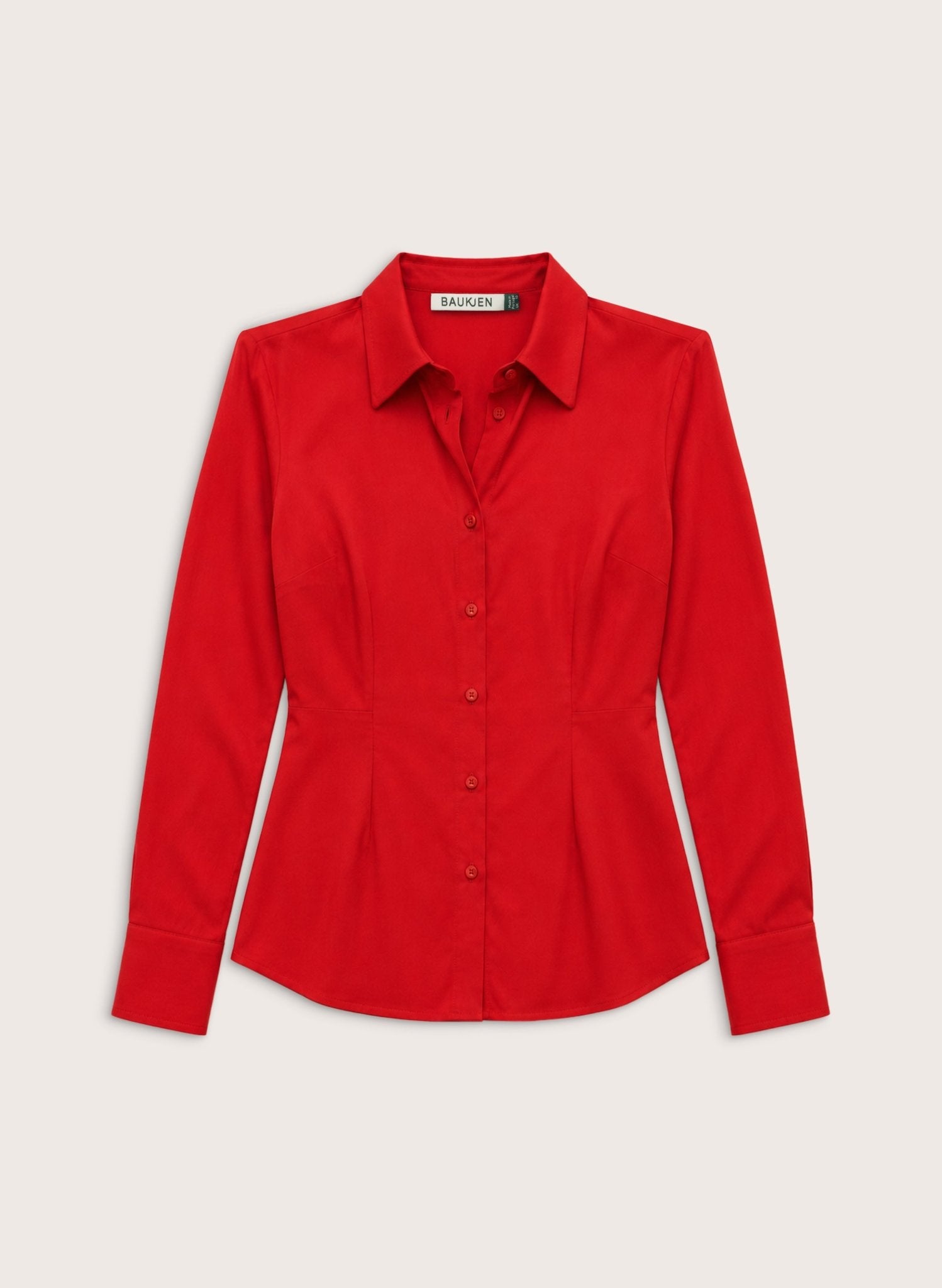 Angie Cinched Waist Shirt - Crimson Red Baukjen