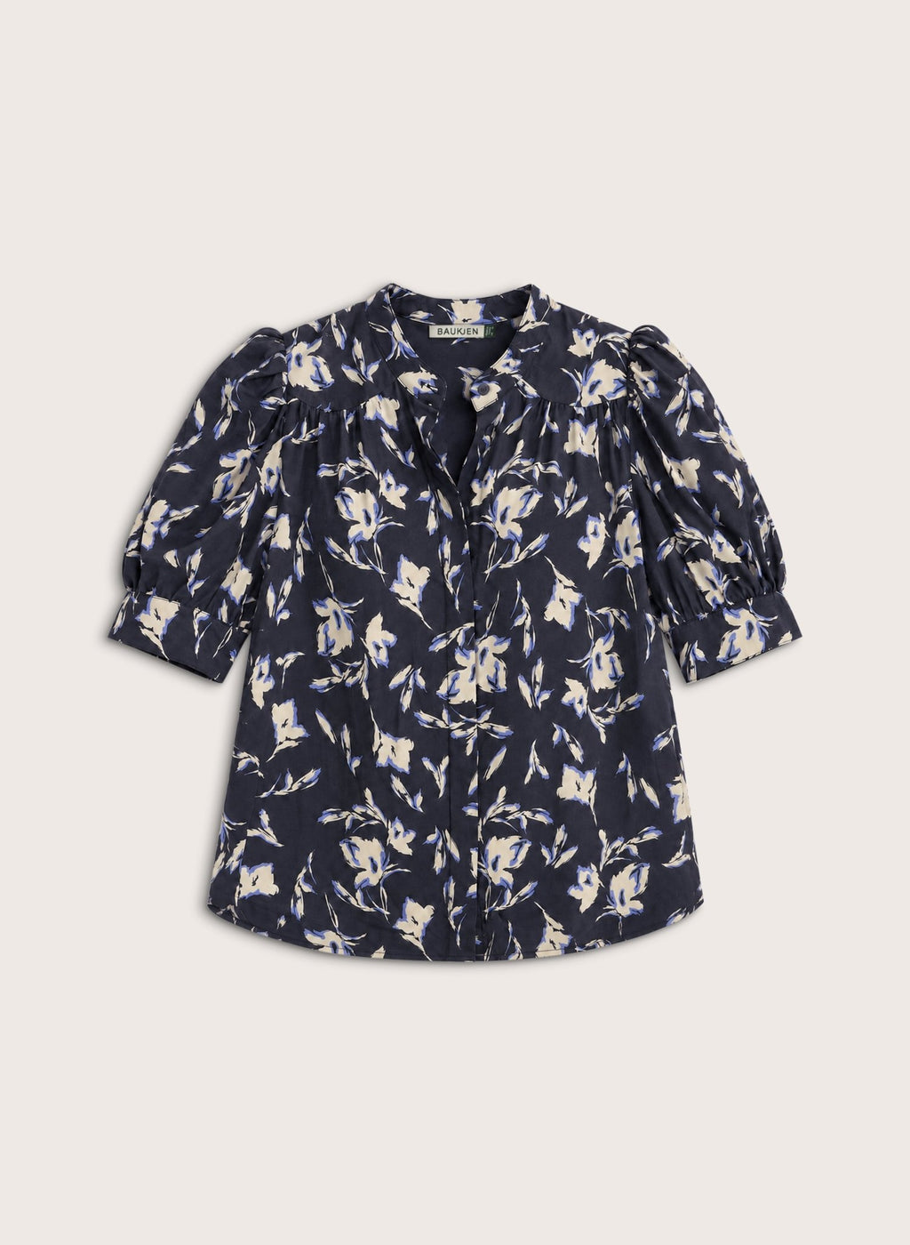 Ann Short Sleeve Blouse - Navy Floral Baukjen