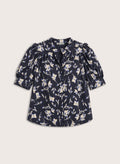 Ann Short Sleeve Blouse - Navy Floral Baukjen