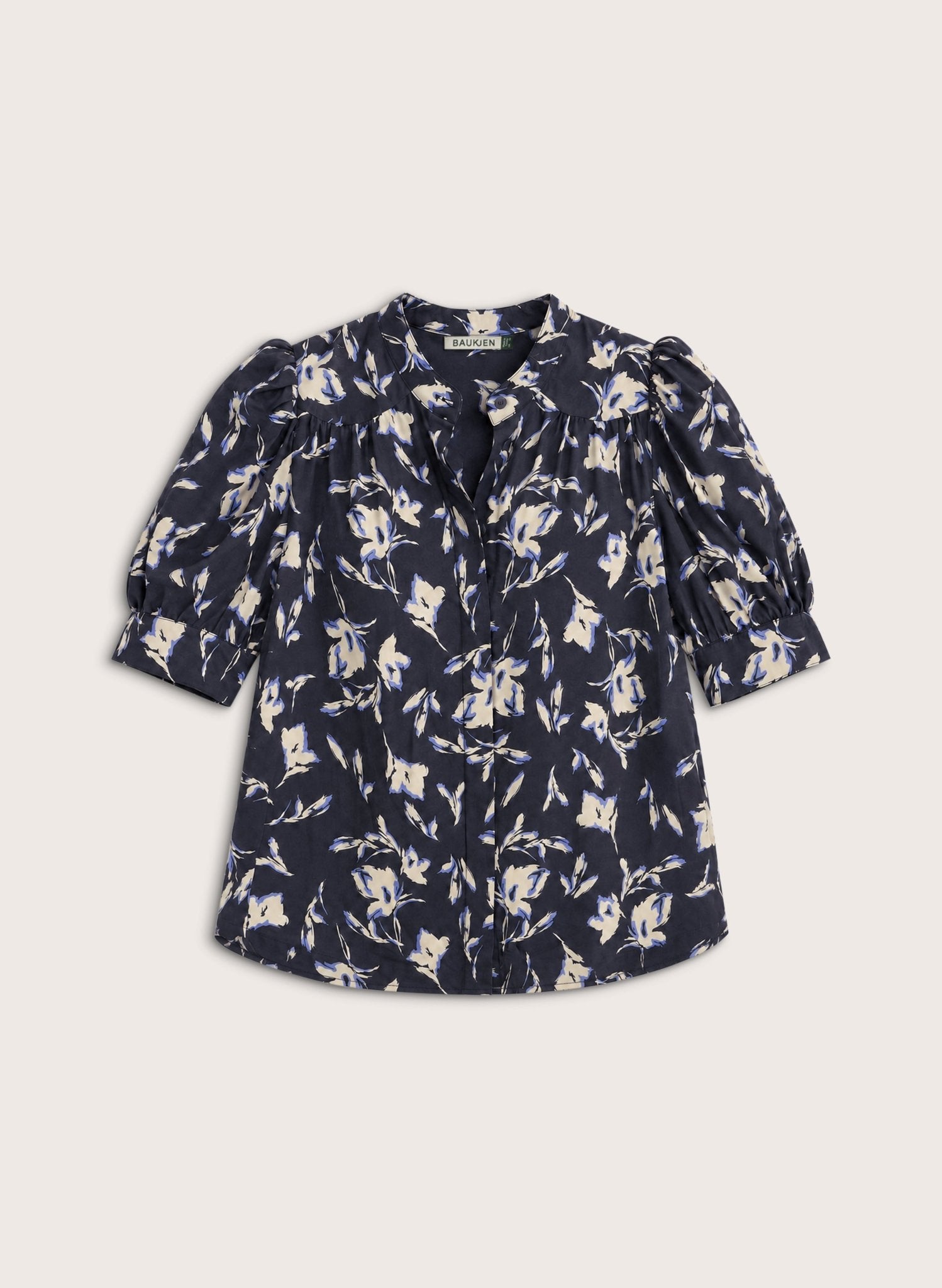 Ann Short Sleeve Blouse - Navy Floral Baukjen