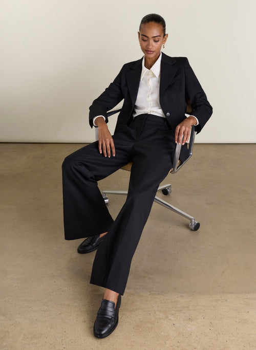 Anna Wide Leg Trousers - Black Baukjen