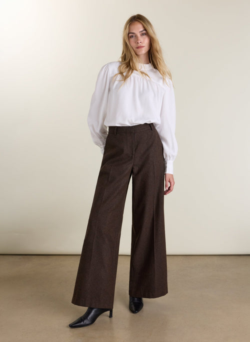 Anna Wide Leg Trousers - Milk Chocolate Baukjen