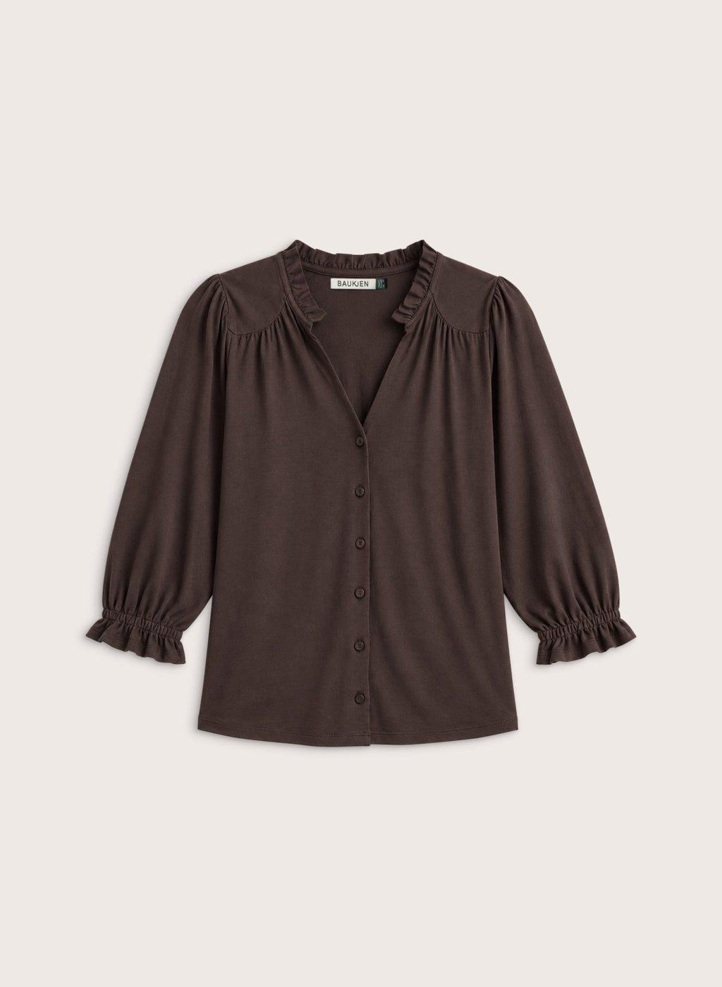 Annie Ruffle Collar Blouse - Dark Chocolate Baukjen