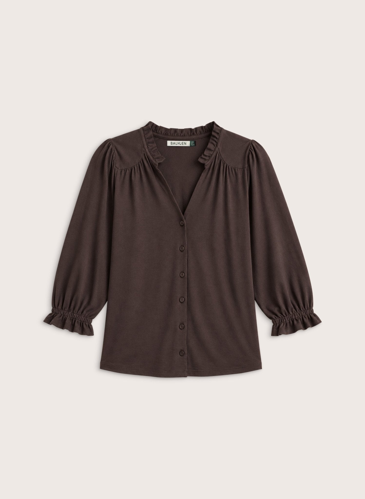 Annie Ruffle Collar Blouse - Dark Chocolate Baukjen