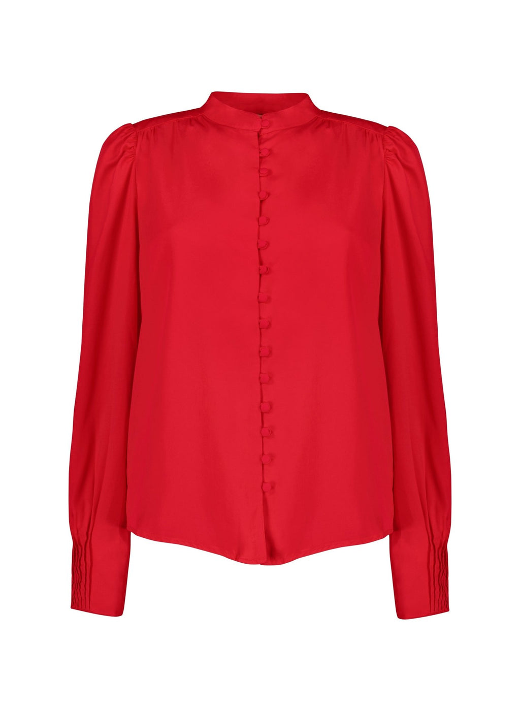 Annika Button Through Blouse - Crimson Red Baukjen
